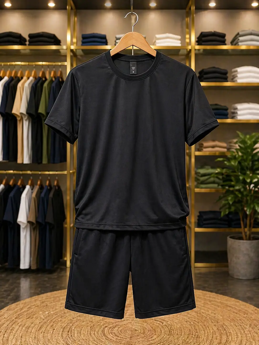 Men's Black Classic Solid Co-Ord Set
